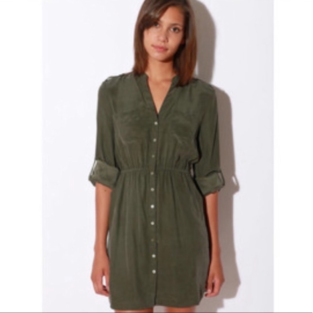 Yellow is Gold silk green shirt dress